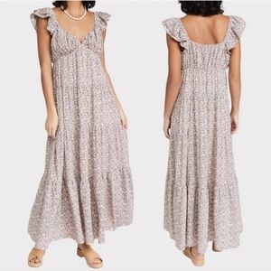 English Factory Floral Ruffle Sleeve Maxi Dress size Miduem Multi FINAL SALES